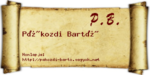 Pákozdi Bartó névjegykártya